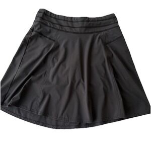 Athleta Skort Women  6T Black Tennis Skirt Zip Back Pocket Athletic‎ Drawstring